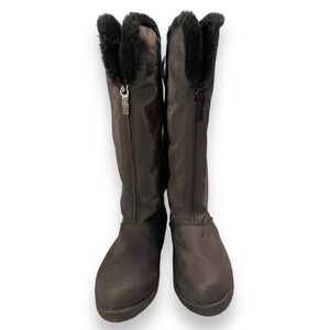 Totes Faux Fur Tall Winter Water Proof Boots Girls Black 8